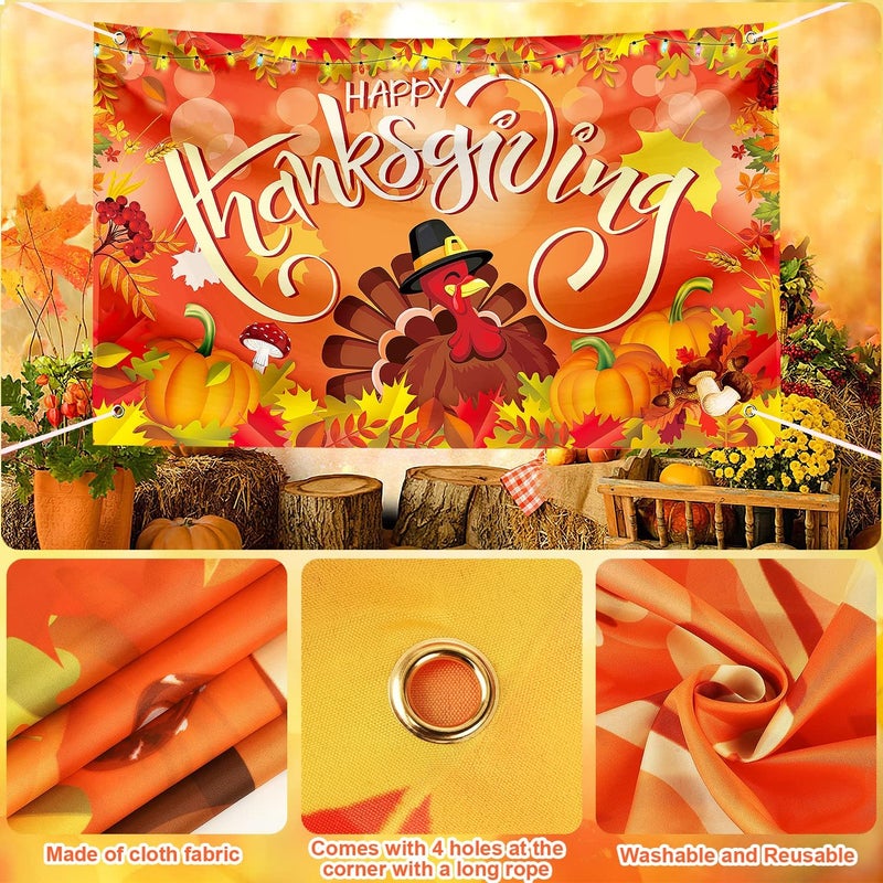 Sophena Large Thanksgiving Banner Decorations Outdoor 72x44 Inch,Turkey Maple Leaf Pumpkin Decorations Gifts for Indoor Home House Decor Party Supplies,Yard Sign Background for Photography - Image 2
